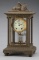 Antique, beveled glass Crystal Clock, manufactured by Seth Thomas, circa 1900, ornate case with Roos