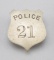 Police, #21 Badge, shield, 1 3/4