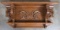 Extremely high quality American antique solid oak Wall Shelf, circa 1910, with deep carved oak leaf