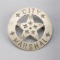 City Marshal Badge with initials N.S.O.N.A. in star points, circle with 5-point cut out star, 1 3/4