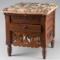 Walnut Victorian, East Lake Foot Stool with upholstered lift top and hide away drawer, original esta