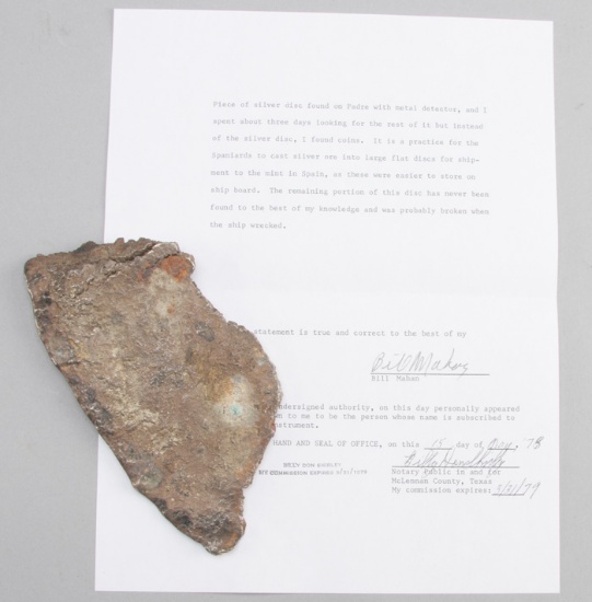 "Piece of silver disc found on Padre with metal detector, and I had spent three days looking for the