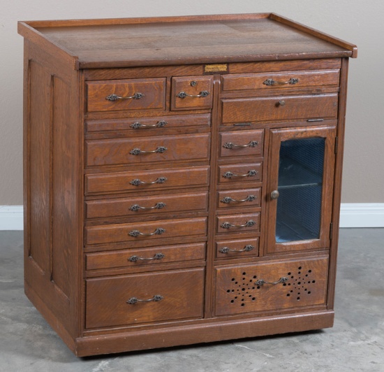 Very desirable, antique multi-drawered Dental Cabinet, circa 1900, 32 1/2" T x 31 1/4" W x 21 1/2" D