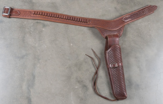 Cartridge Belt & matching Holster for a 12" Buntline Special Revolver, rig is marked "The George Law