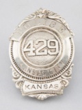 Police, Kansas City, Kansas, #429 Badge, shield with circle center, 3 1/4