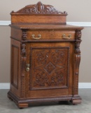 Heavily carved antique oak Home Bar, circa 1900, attributed to R.J. Horner, 49