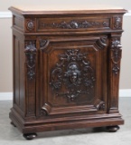 Extremely fine, American Victorian carved walnut Bar, circa 1875-1880, with inserted marble top, mea
