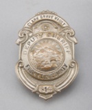 Clark Grave Vault, Deputy Sheriff, Franklin County, #614 Badge, fancy shield, 2 1/2
