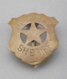 Deputy Sheriff Badge, shield with cut out 5-point star, 1 5/8