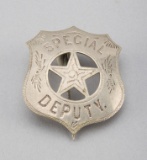 Special Deputy Badge, shield with cut out 5-point star, 2 1/8