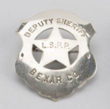 Deputy Sheriff, Bexar Co., L.S.P.P. Badge, shield with cut out 5-point star, 2 3/4