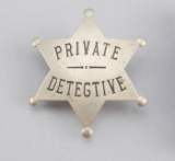 Private Detective Badge, 6-point ball star, stock, 2 5/8