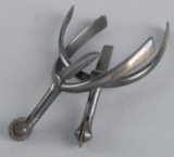 Pair of Civil War type Cavalry Spurs, with long shank made to slide into boot heel, never used strap