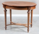 Unique antique, oval oak Library Table, circa 1910, with 41 1/2