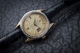 Gent's Rolex, 14-karat gold with diamond bezel, Oyster Perpetual Day & Date, dial is marked 