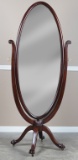 Beautiful antique, oval mahogany Cheval Mirror, circa 1915, full length mirror on beautiful claw foo