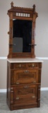 Unusual, walnut Victorian, single Barber Shop Cabinet, circa 1890s, excellent finish and condition w
