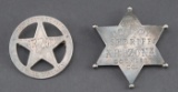 Two historical Badges: (1) First Deputy Sheriff, Arizona, Cochise Co. Badge, 6-point ball star, 2 3/