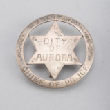Assistant Chief of Police, City of Aurora Badge, circle with 6-point star cut out, 2 1/2
