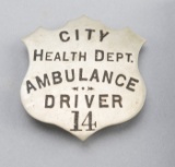 City Health Dept., Ambulance Driver, #14 Badge, shield, 3