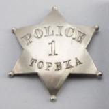 Police #1, Topeka Badge, 6-point ball star, 3 3/4