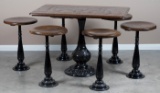 Very unique and unusual seven piece oak & cast iron Soda Fountain Table, circa 1900, table measures