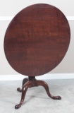 True American antique, period Tilt Top Table, circa 1800s, solid walnut with very desirable padded f