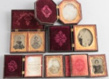 Collection of six Daguerreotype / Tintype / Ambrotype Cases to include:  (1) 1/6-plate Daguerreotype