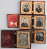 Collection of five Daguerreotype / Tintype / Ambrotype Cases to include: (1) Double cased, 1/6-plate