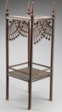Antique, stick and ball Fretwork Fern Stand with stick and ball corners, rope twist legs and stretch