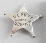 Deputy Sheriff, Washoe Co. Badge, 5-point ball star, 2 3/8