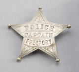 Police Captain, Freeport Badge, 5-point ball star, 2 7/8