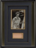 Actual framed Photograph of Amelia Earhart with her autograph in smaller framed section under her ph