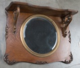 Unusual antique oak, round Hanging Mirror, circa 1900-1910, 21