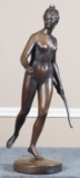 Original Bronze Sculpture by artist Hudon of Nude Lady with Bow, 32