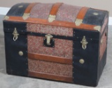 Fancy antique, Dome Top Trunk, circa 1900, overall very good condition but needs leather handles rep