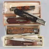 Collection of Folding Pocket Knives to include some new in box: (1) Remington single blade 