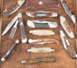 Collection of 12 Folding Knives, both single and double blade to include:  (1) An early Sure Edge, s