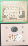 This  consists of two framed items to include:  (1) One frame of Gambling Cards and Indian Head Nick