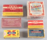 Six vintage boxes of Ammunition to include:  (1) One full box of 25 rounds of Winchester,12 Ga., Lea