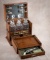 Extremely fine antique oak Tantalus (Liquor & Gambler's Cabinet) has a beautiful silver engraved pre