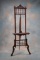 Antique Victorian, stick and ball Easel, circa 1890s, with carved crest and finial top, fancy wooden