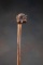 Vintage wooden Cane with a carved bull dog head pommel, glass eyes, some wear on ears from handling,