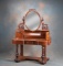 Very unique Victorian Dressing Table, circa 1890, with oval dressing mirror, and beautifully carved