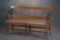 Fully restored, antique oak & cast iron Rail Road Bench with spindle flip back, 56 1/2