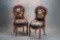 Fancy pair of Victorian walnut, balloon back Side Chairs with shaped hip rests, in original finish a