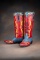 Beautiful pair of vintage Larry Mahan, tall top Boots with inlay and over lay in beautiful vivid col