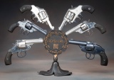 Antique, cast iron Harrington & Richardson Arms Co. Revolver Stand in original patina and copper fla