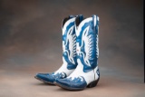 Nice pair of Double Eagle overlaid and inlaid Boots, approximately a size 10 1/2, with 8 1/2
