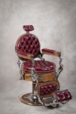 Top of the line antique oak Koken Barbers Chair, circa 1900, chair is the most ornate and desirable